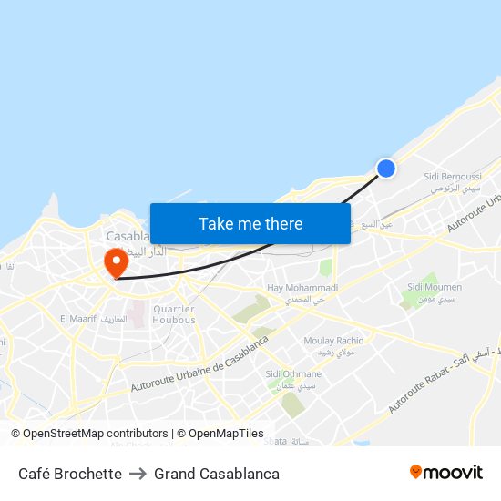 Café Brochette to Grand Casablanca map