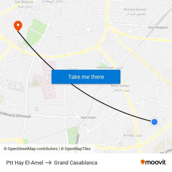 Ptt Hay El-Amel to Grand Casablanca map