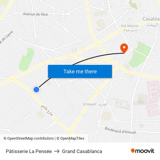 Pâtisserie La Pensée to Grand Casablanca map
