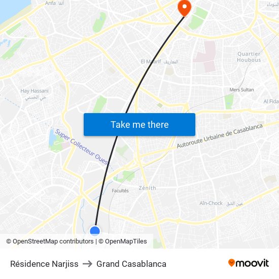 Résidence Narjiss to Grand Casablanca map