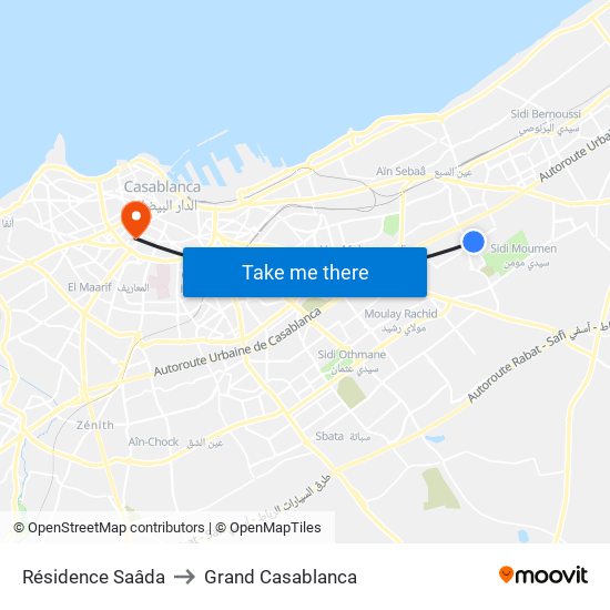 Résidence Saâda to Grand Casablanca map