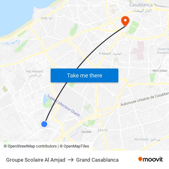 Groupe Scolaire Al Amjad to Grand Casablanca map