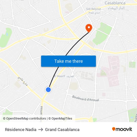 Résidence Nadia to Grand Casablanca map