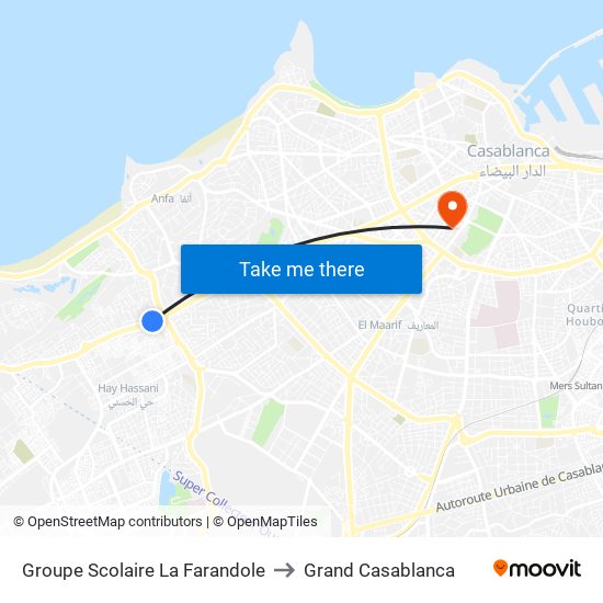 Groupe Scolaire La Farandole to Grand Casablanca map