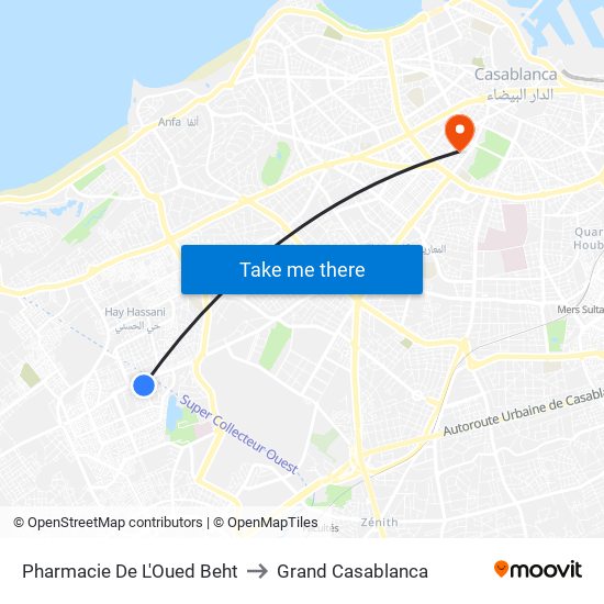 Pharmacie De L'Oued Beht to Grand Casablanca map
