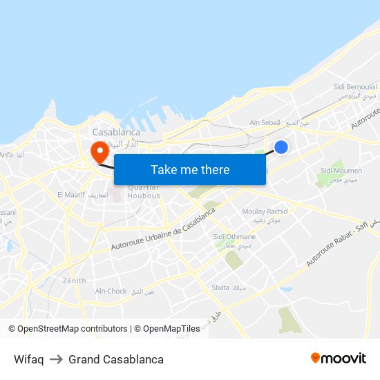 Wifaq to Grand Casablanca map