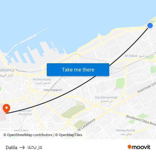 Dalila to كازابلانكا map