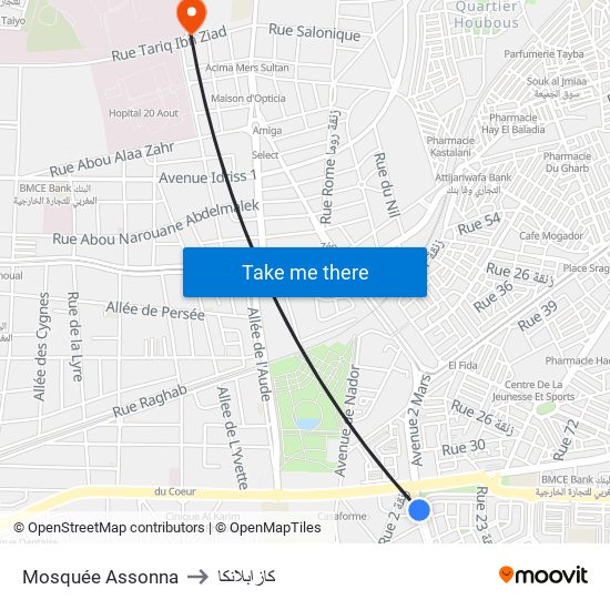 Mosquée Assonna to كازابلانكا map