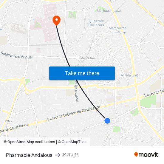 Pharmacie Andalous to كازابلانكا map