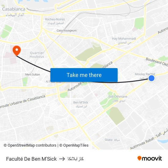 Faculté De Ben M'Sick to كازابلانكا map