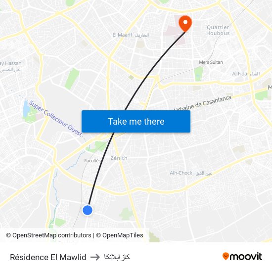 Résidence El Mawlid to كازابلانكا map