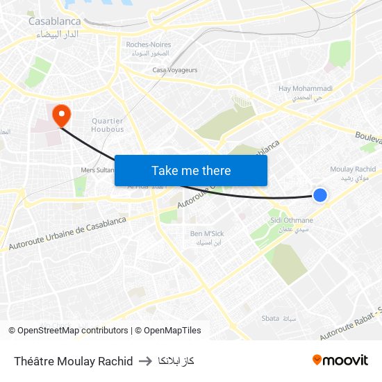 Théâtre Moulay Rachid to كازابلانكا map