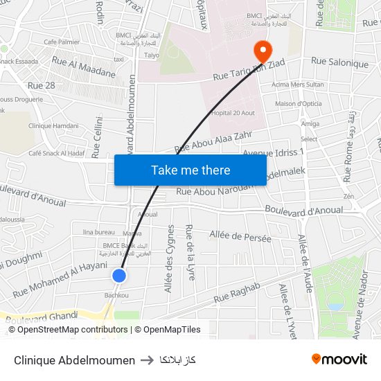 Clinique Abdelmoumen to كازابلانكا map