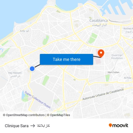 Clinique Sara to كازابلانكا map