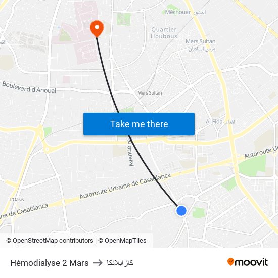 Hémodialyse 2 Mars to كازابلانكا map