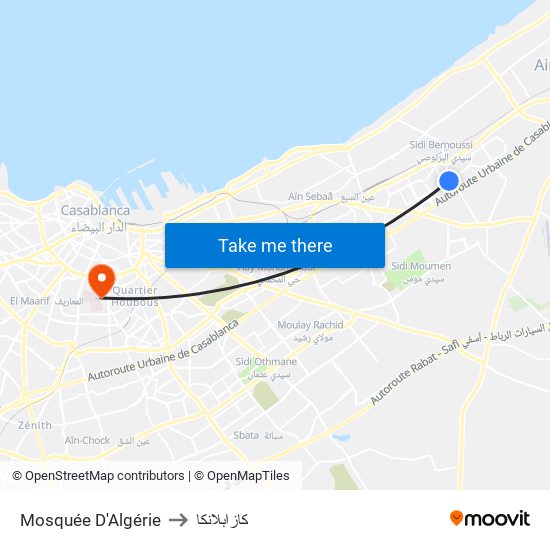 Mosquée D'Algérie to كازابلانكا map