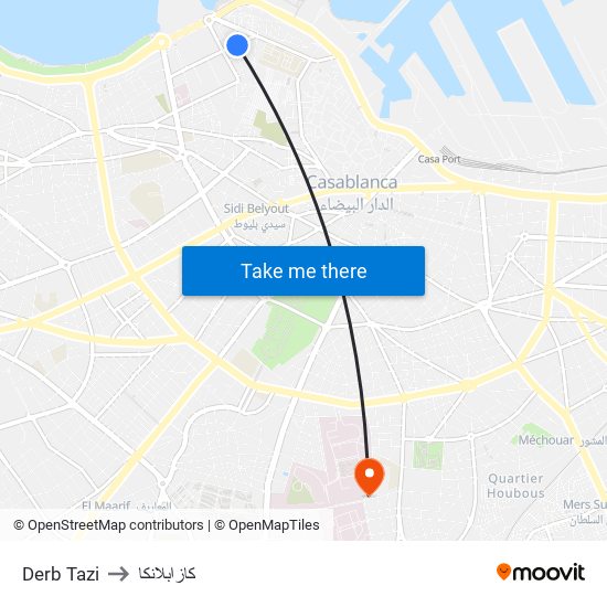 Derb Tazi to كازابلانكا map