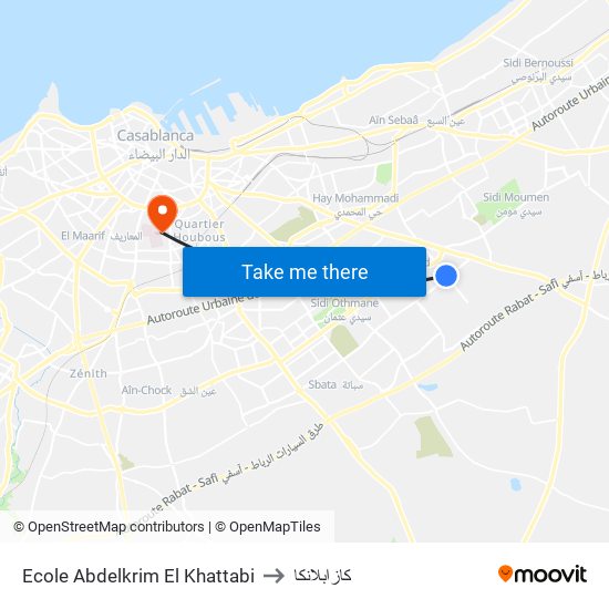 Ecole Abdelkrim El Khattabi to كازابلانكا map