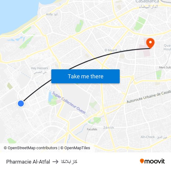 Pharmacie Al-Atfal to كازابلانكا map