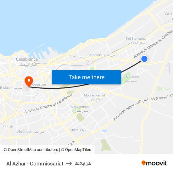 Al Azhar - Commissariat to كازابلانكا map