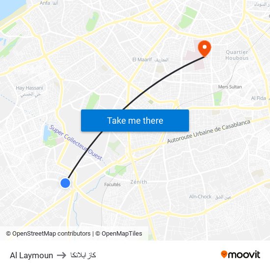 Al Laymoun to كازابلانكا map