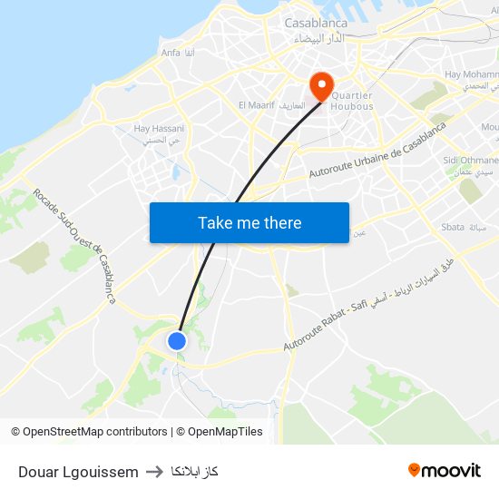 Douar Lgouissem to كازابلانكا map