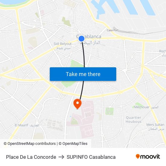Place De La Concorde to SUPINFO Casablanca map