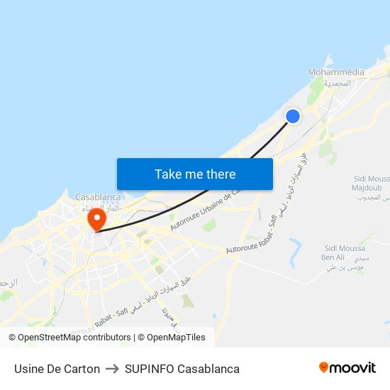 Usine De Carton to SUPINFO Casablanca map