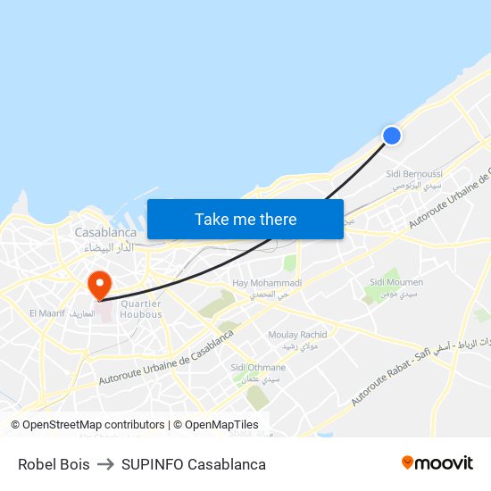 Robel Bois to SUPINFO Casablanca map