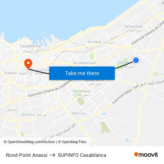 Rond-Point Anassi to SUPINFO Casablanca map