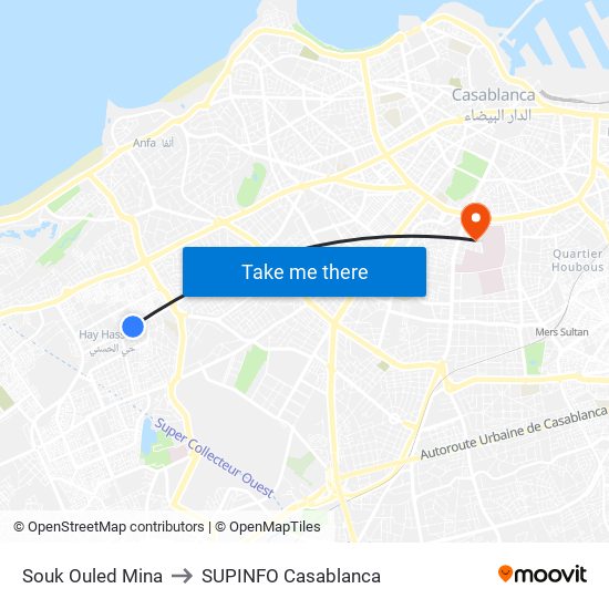 Souk Ouled Mina to SUPINFO Casablanca map