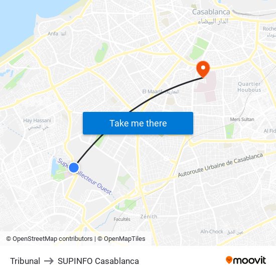 Tribunal to SUPINFO Casablanca map