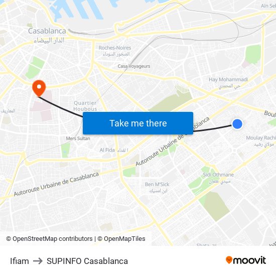 Ifiam to SUPINFO Casablanca map