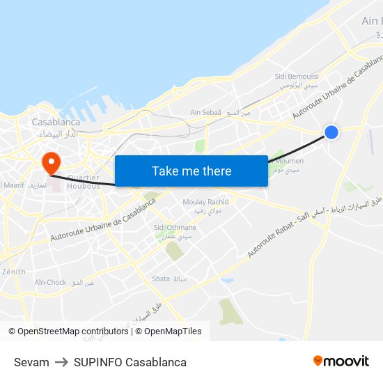 Sevam to SUPINFO Casablanca map