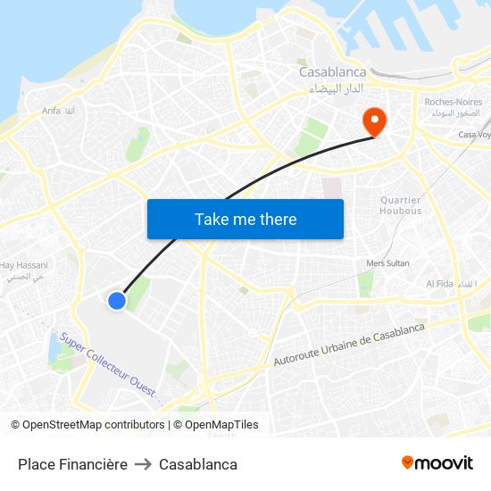 Place Financière to Casablanca map