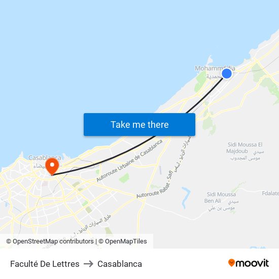 Faculté De Lettres to Casablanca map