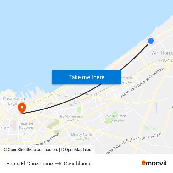 Ecole El Ghazouane to Casablanca map