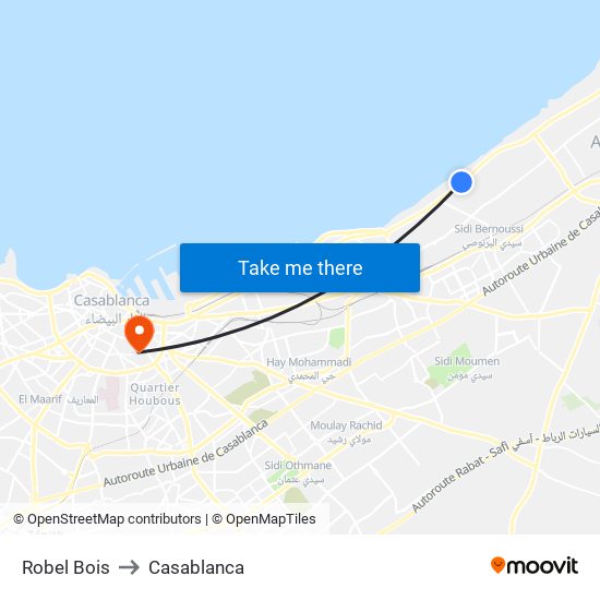 Robel Bois to Casablanca map