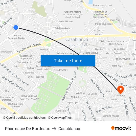 Pharmacie De Bordeaux to Casablanca map