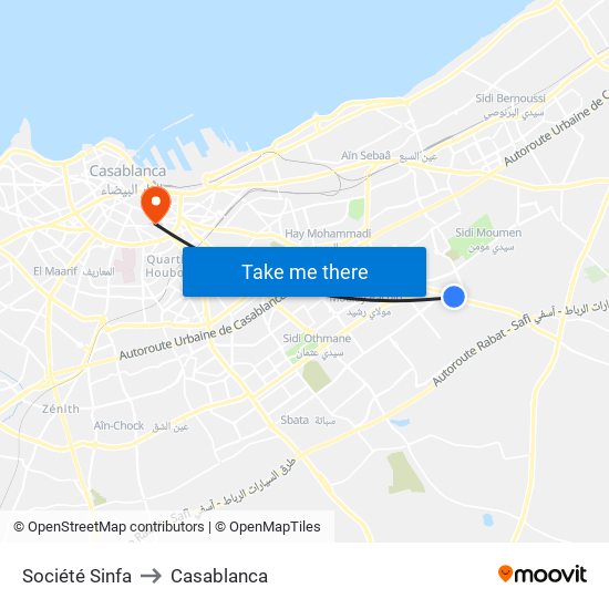 Société Sinfa to Casablanca map