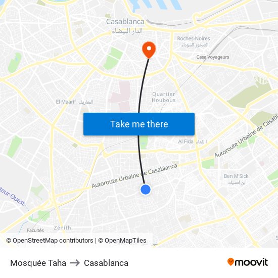 Mosquée Taha to Casablanca map