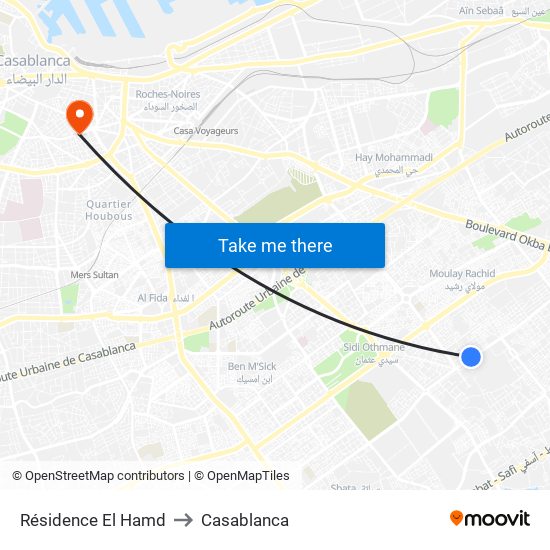 Résidence El Hamd to Casablanca map