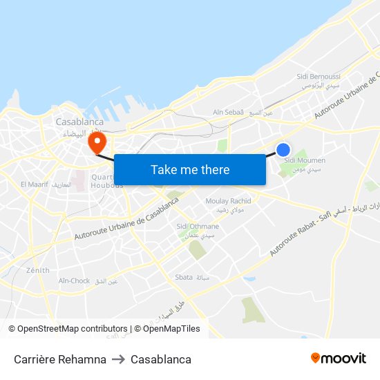 Carrière Rehamna to Casablanca map