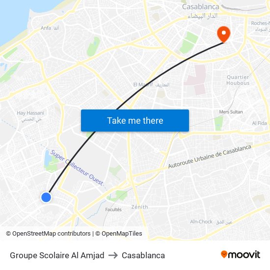 Groupe Scolaire Al Amjad to Casablanca map