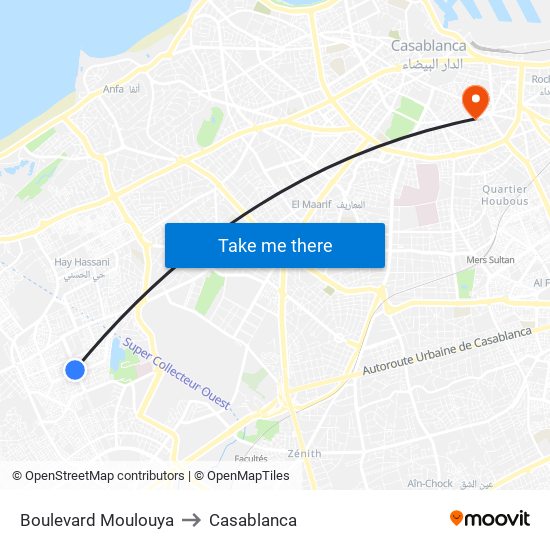 Boulevard Moulouya to Casablanca map