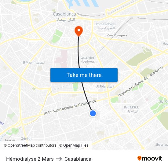 Hémodialyse 2 Mars to Casablanca map