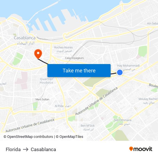 Florida to Casablanca map
