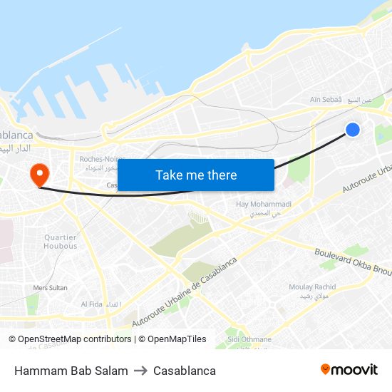 Hammam Bab Salam to Casablanca map