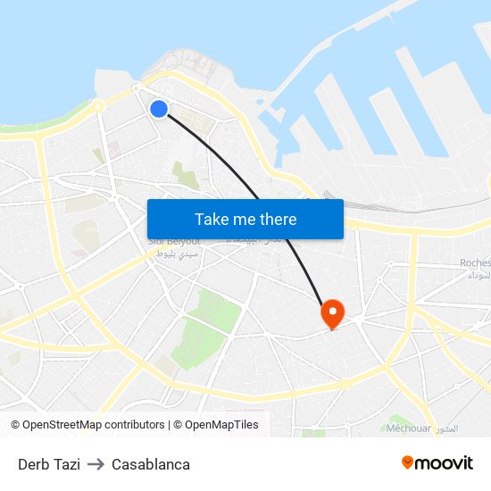 Derb Tazi to Casablanca map