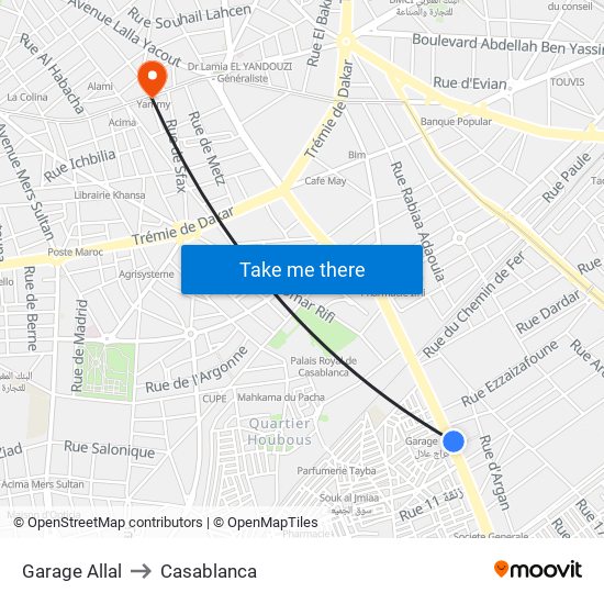 Garage Allal to Casablanca map